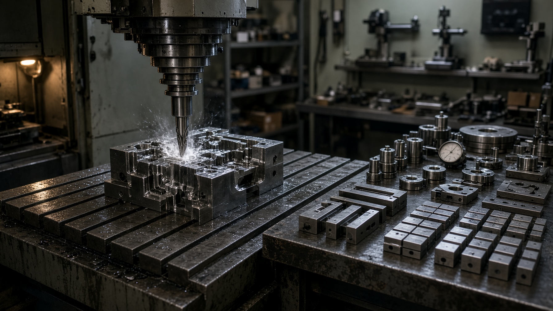 CNC milling a steel press tool in a toolroom